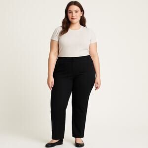 Chicos Fabulously Slimming Black Pants Size 2.5 XL Short‎ Straight Leg Ankle